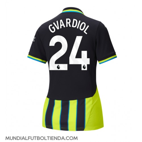 Camiseta Manchester City Josko Gvardiol #24 Segunda Equipación Replica 2024-25 para mujer mangas cortas